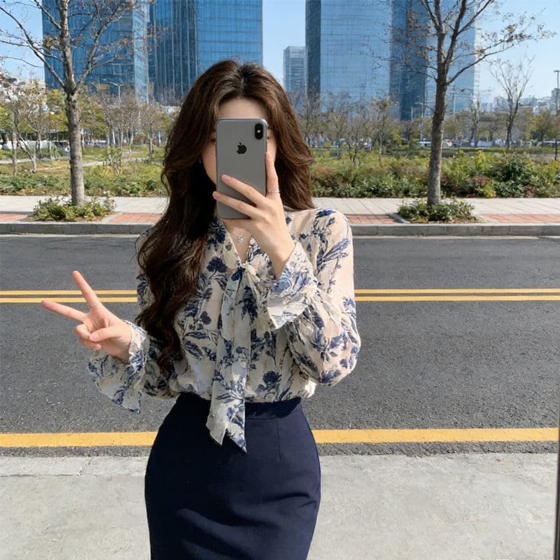 새로운 봄 가을 겨울 긴팔 프린트 스트랩 캐주얼 품격 슬림해 보이는 셔츠 맨위 정장 바람 셔츠 맨위 여성 상세 이미지 6