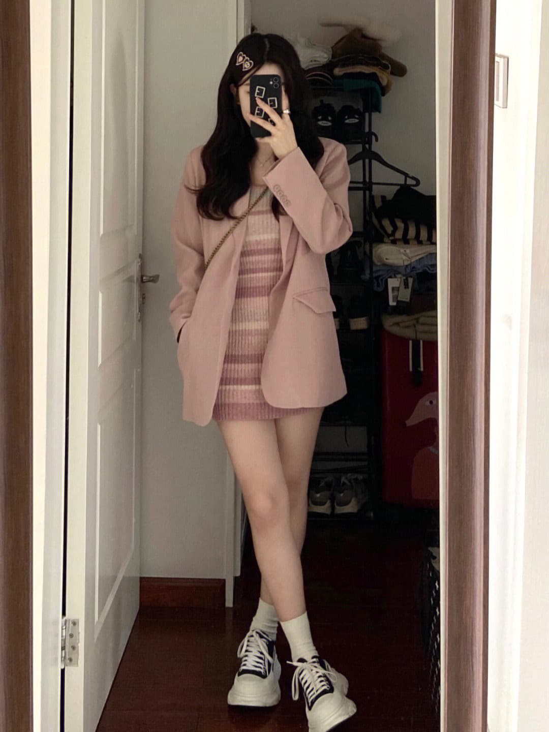 핑크색 블레이저 2026 새로운 고급 정장 봄 가을 한국 스타일 작은 키 품격 캐주얼 루즈핏 정장 여성 이미지 2