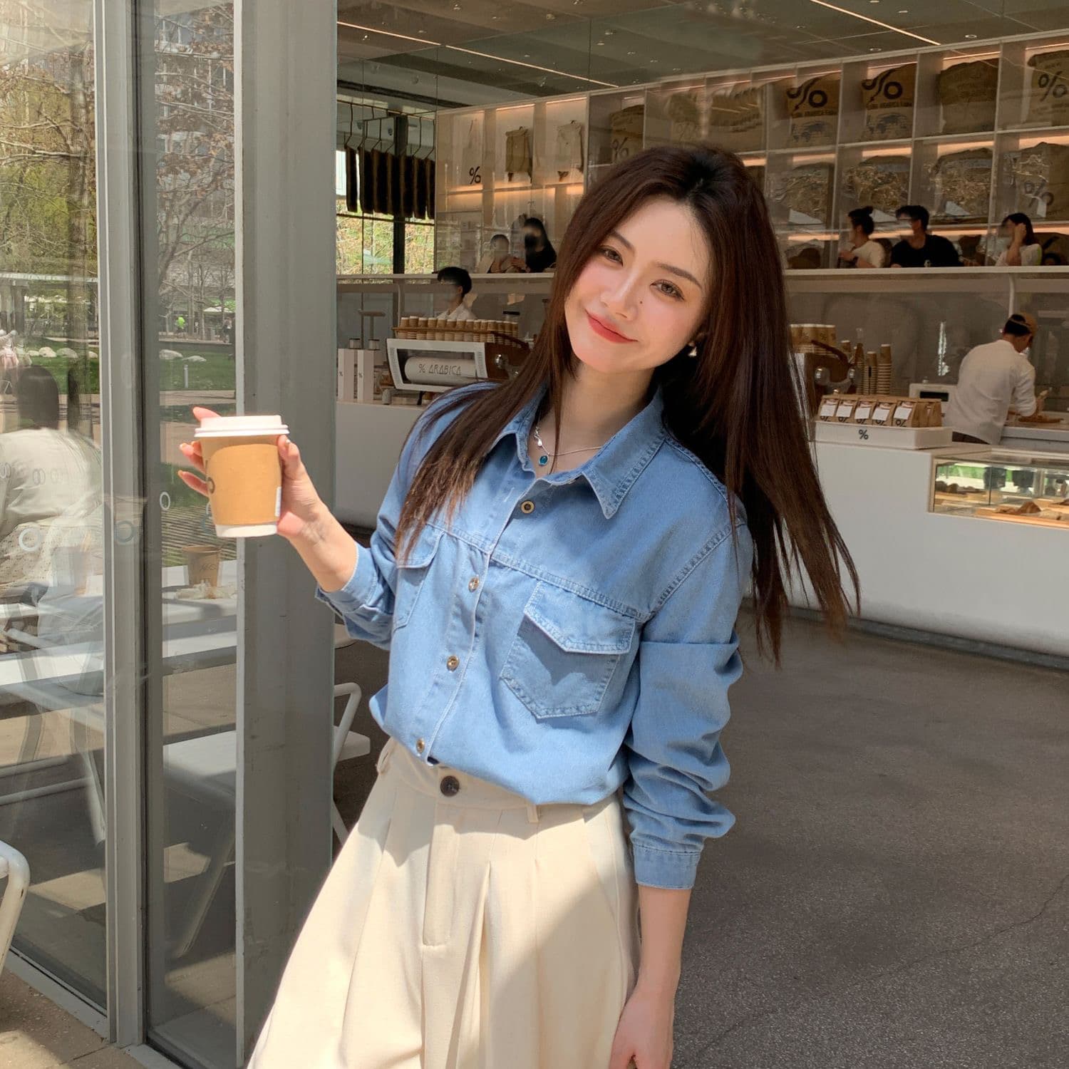데님 셔츠 재킷 디자인 봄 가을 센스 작은 대중 봄 가을 새로운 루즈핏 한국 스타일 캐주얼 셔츠 긴팔 맨위 상세 이미지 4