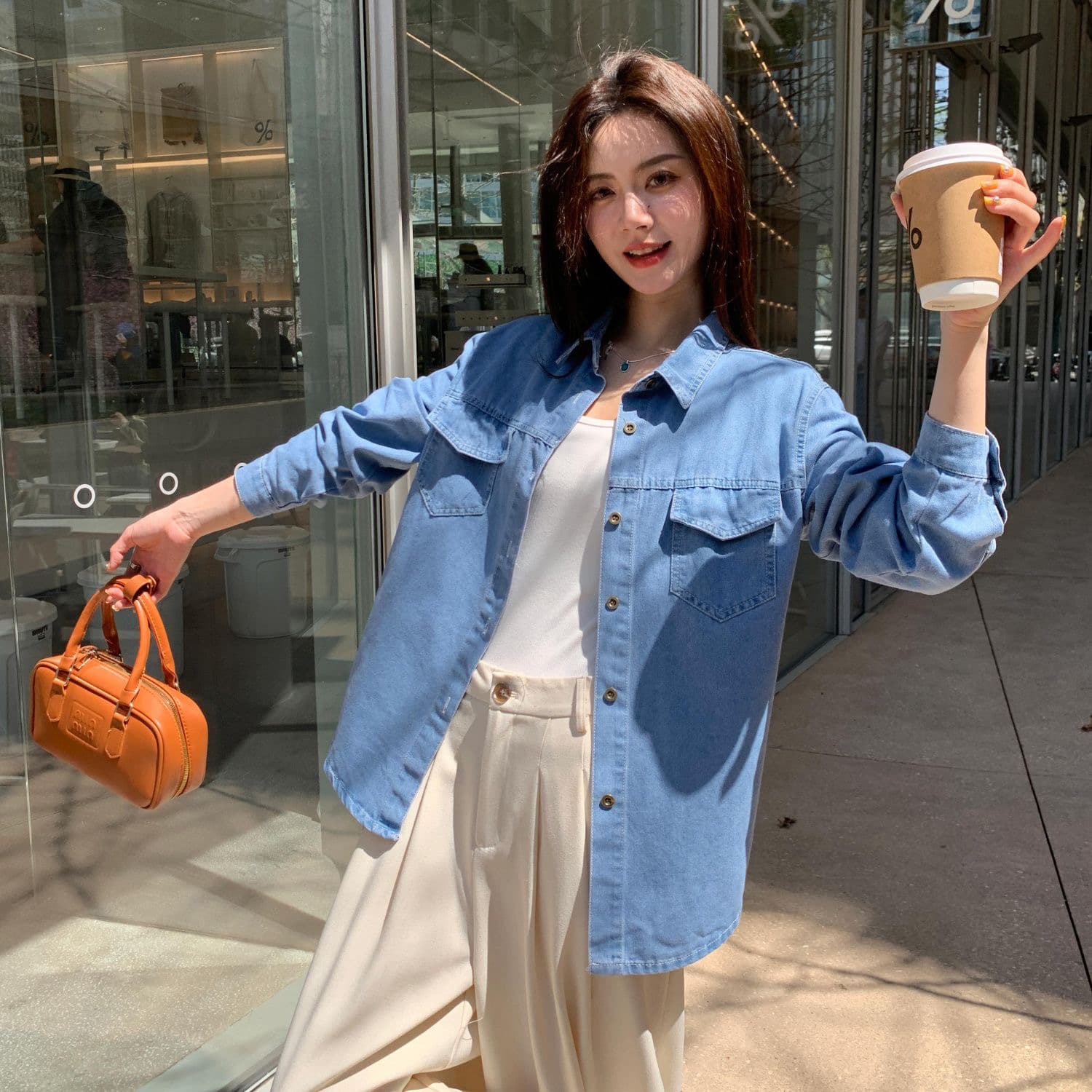 데님 셔츠 재킷 디자인 봄 가을 센스 작은 대중 봄 가을 새로운 루즈핏 한국 스타일 캐주얼 셔츠 긴팔 맨위 상세 이미지 8