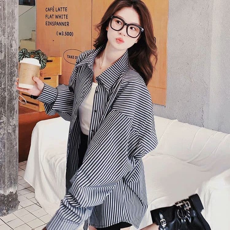 스트라이프 캐주얼 긴팔 셔츠 재킷 레트로 2026 디자인 센스 작은 대중 새로운 루즈핏 셔츠 맨위 이미지 2