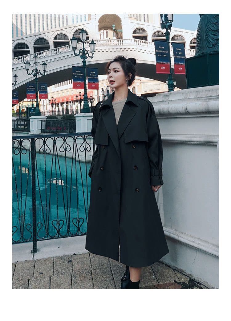 카키 색 바람막이 여성 2026 봄 가을 새로운 한국 스타일 루즈핏 작은 키 고급 영국식 바람을 피우다 롱 코트 재킷 상세 이미지 16