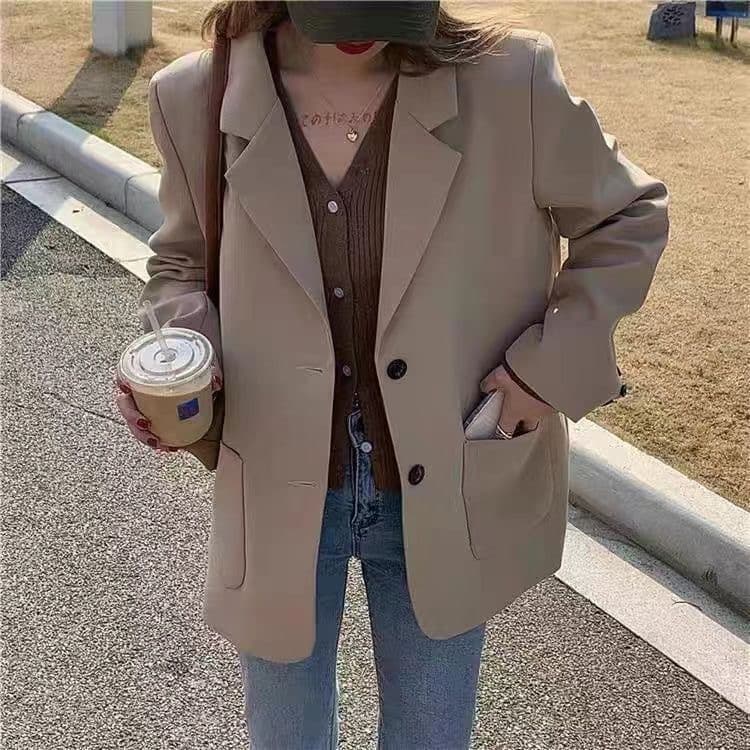 2026 봄 가을 새로운 한국 스타일 인터넷 유명인 블레이저 캐주얼 작은 키 다용도 루즈핏 슬림해 보이는 맨위 정장 여성 상세 이미지 2