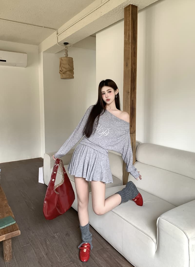 실사 정가 여름 순수한 욕망 비스듬한 어깨 핫픽스 루즈핏 긴팔 얇은 스타일 티셔츠 맨위 우산 치마 반신 스커트 투피스 세트 상세 이미지 29