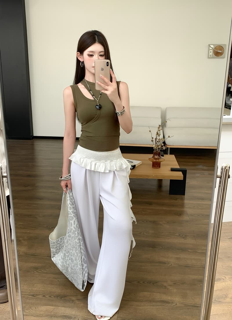 실사 정가 여름 핫걸 불규칙 페이크 레이어드 홀로우 아웃 조끼 디자인 센스 몸매 가꾸기 슬림해 보이는 쇼트 스타일 맨위 상세 이미지 10