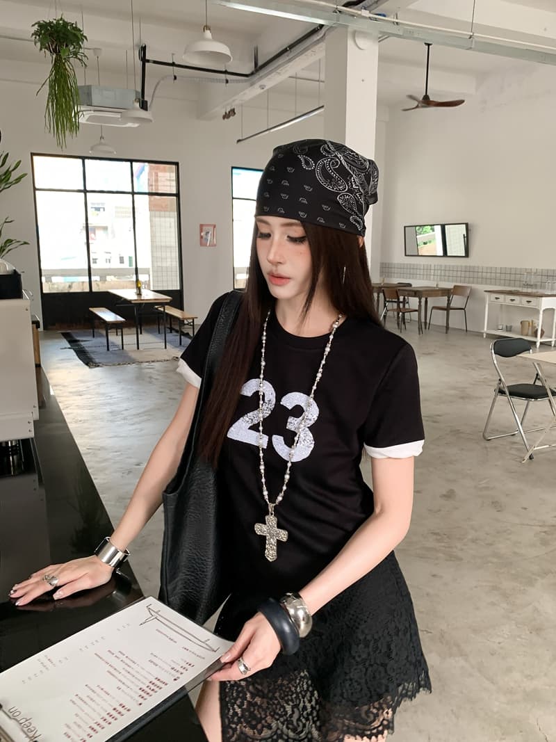 실사 정가 아니요 바겐 세일 레트로 구슬 조각 알파벳 자수 라운드 넥 패치워크 배색 티셔츠 루즈핏 쇼트 스타일 맨위 상세 이미지 13