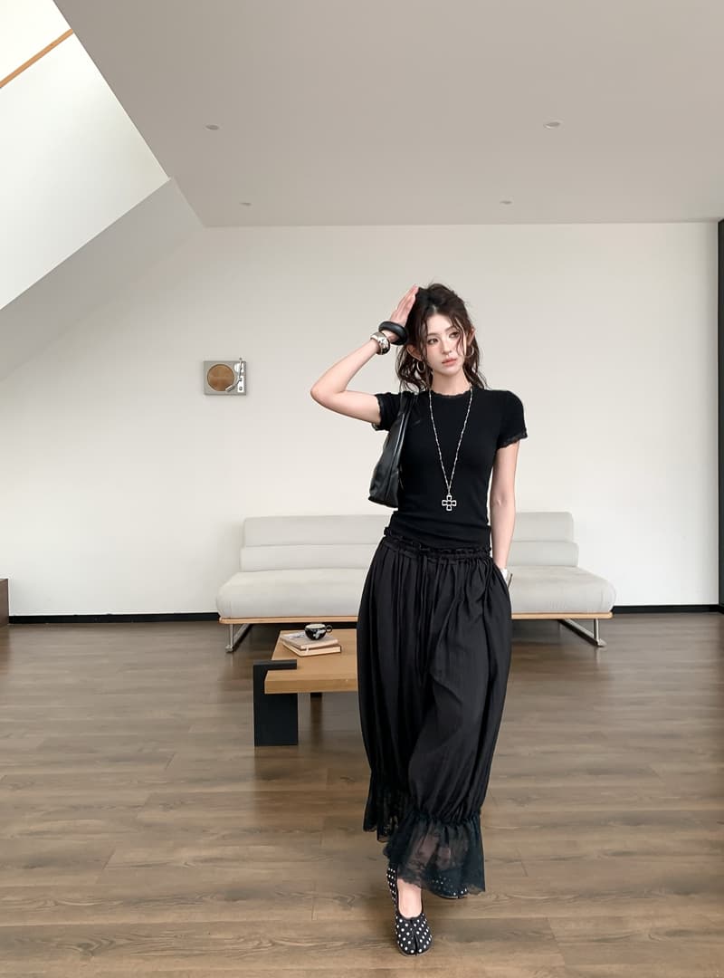실사 정가 아니요 바겐 세일 레트로 레이스 레이스 패치워크 라운드 넥 반팔 티셔츠 몸매 가꾸기 슬림해 보이는 긍정적 인 어깨 의류 상세 이미지 23