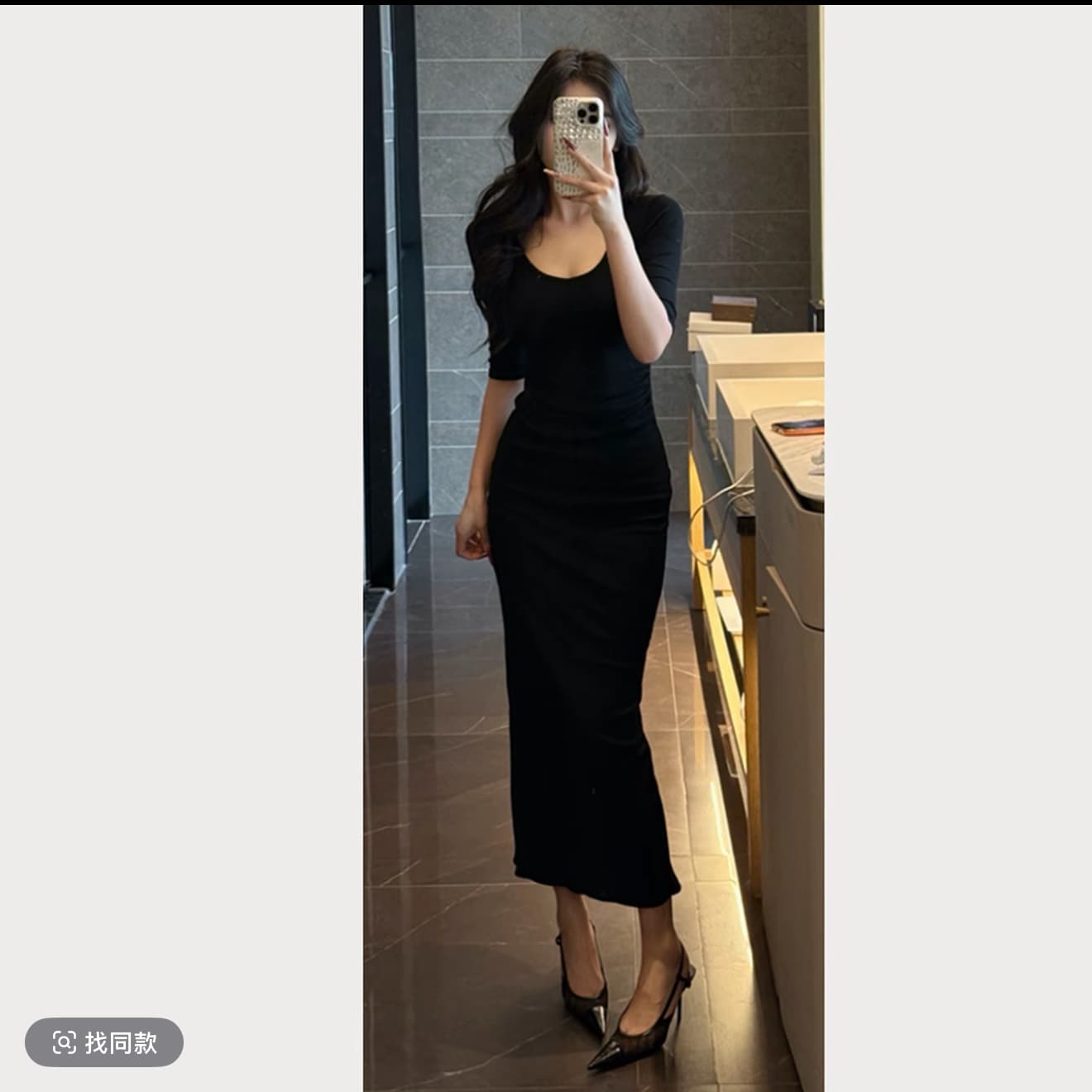 glozzzz 프랑스식 순수한 욕망 몸매 가꾸기 섹시함 슬림해 보이는 타이트 스커트 중간 소매 드레스 890707-1 상세 이미지 5