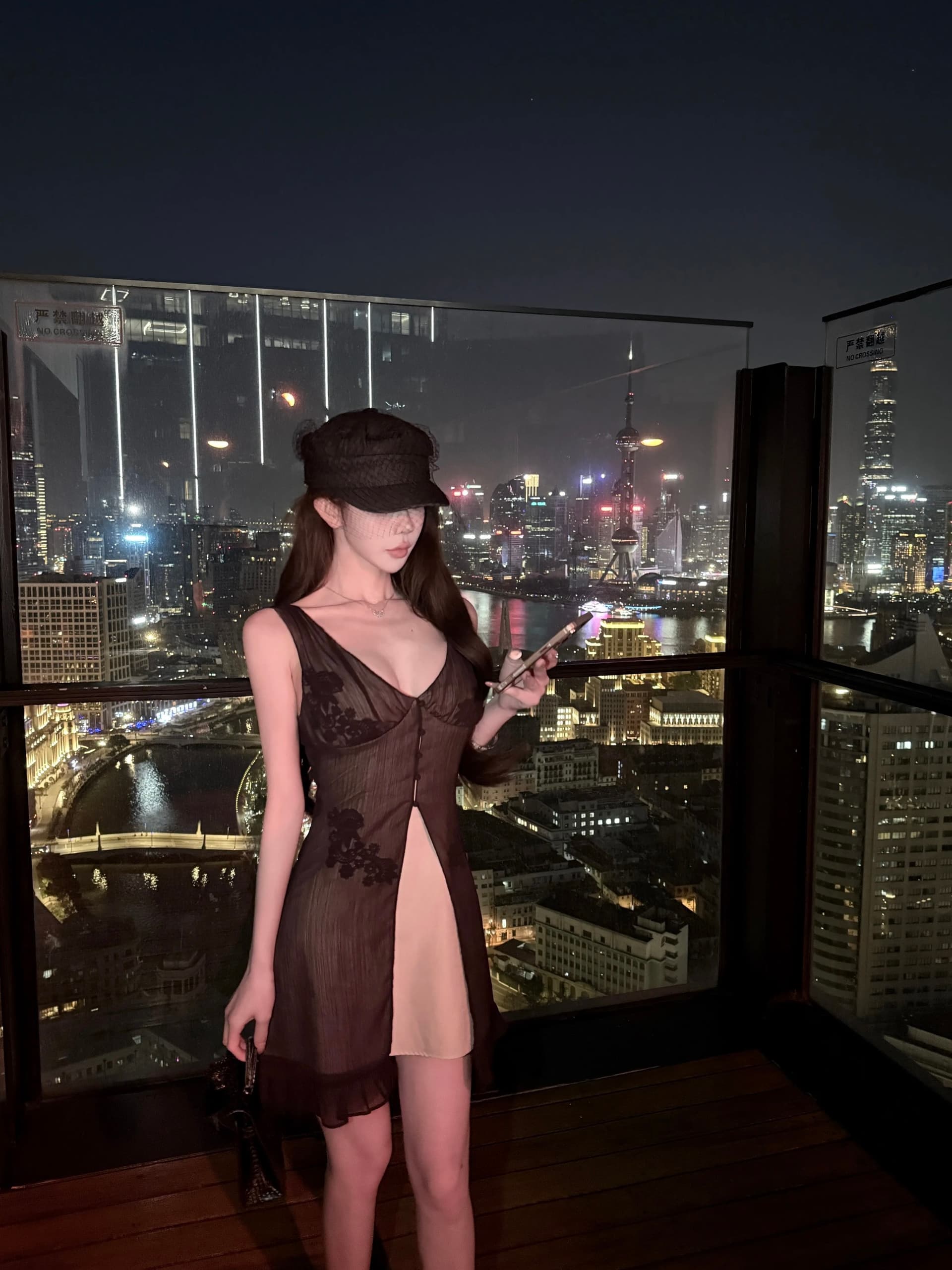 kubiliv 어둠 밤 장미 V넥 레이스 조각 쉬폰 한 마디 슬립 미니 스커트 순수한 욕망 섹시함 드레스 이미지 2