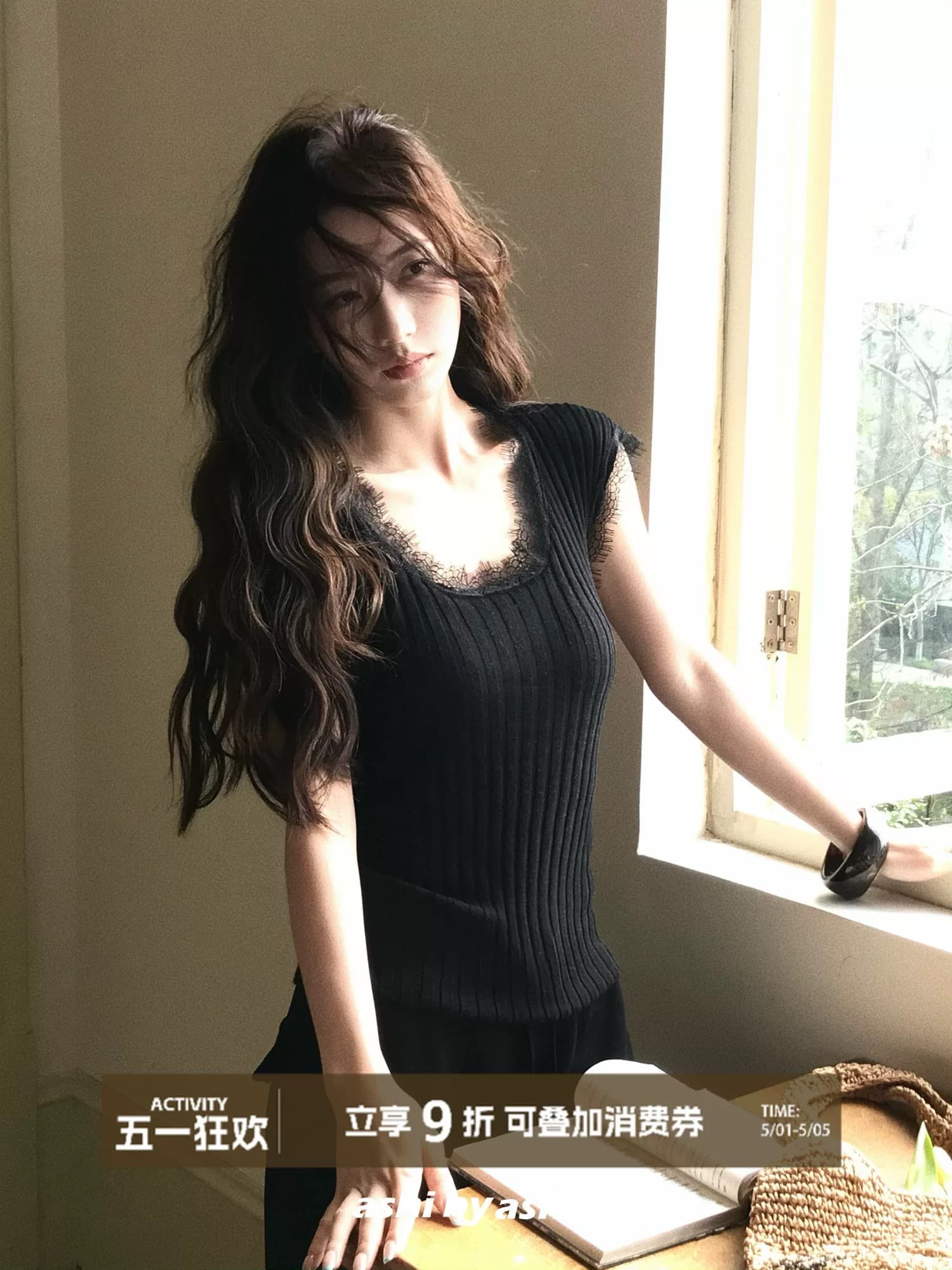 보다 큼 시 제니 ~ 중 여행 프랑스식 대 u 칼라 레이스 레이스 패치워크 몸매 가꾸기 니트 스웨터 여성 슬림해 보이는 맨위 이미지 2
