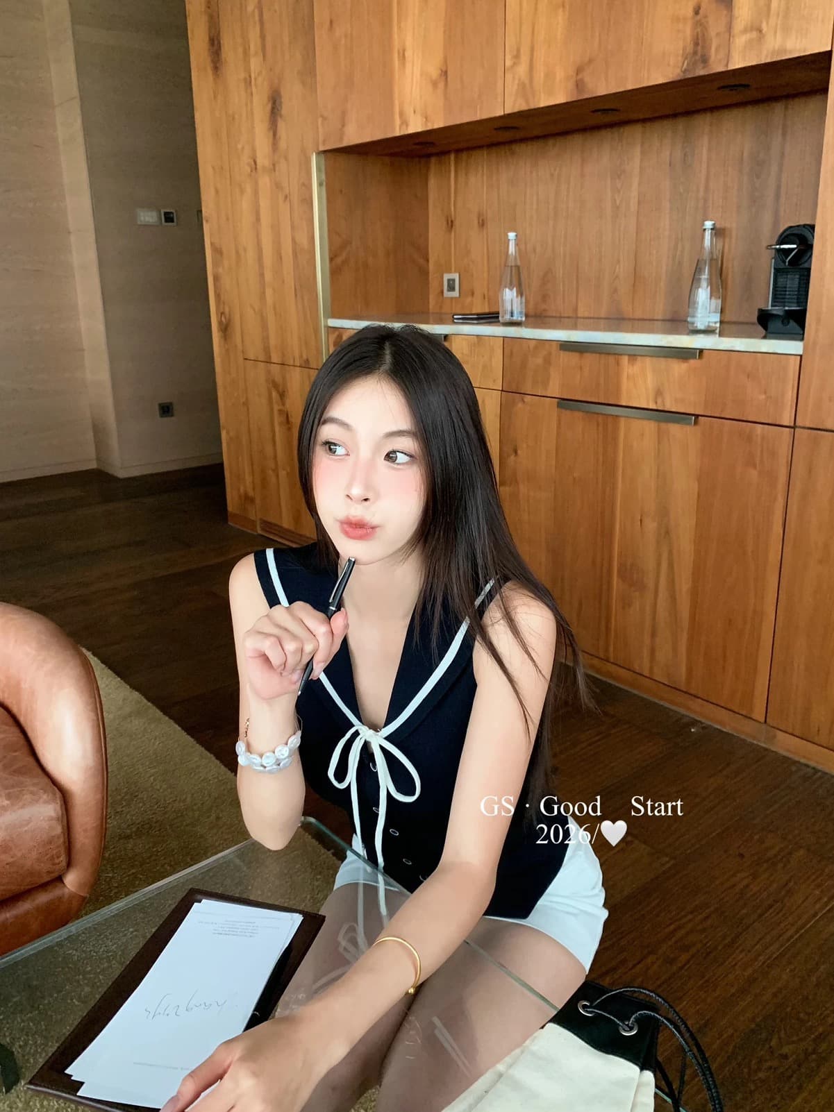 gs.good 여름 2026 새로운 한 부서 품격 순수한 욕망 폴로 칼라 단추 니트 조끼 여성 셔츠 이미지 3