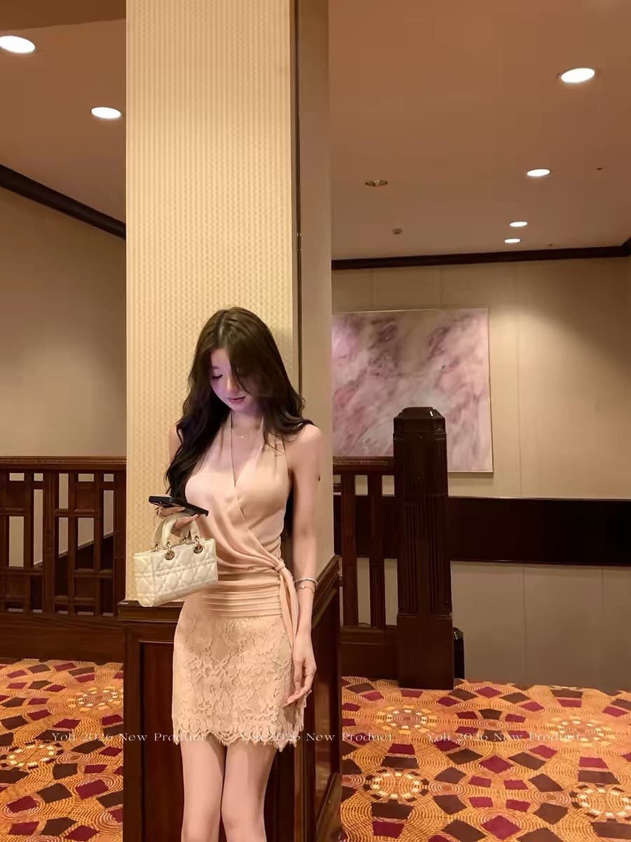 yoli 장 宥 이익 지혜 센스 저격수 핑크색 라이 경기 서울 V넥 조끼 슬립 여성 미니멀리즘 품격 맨위 이미지 3