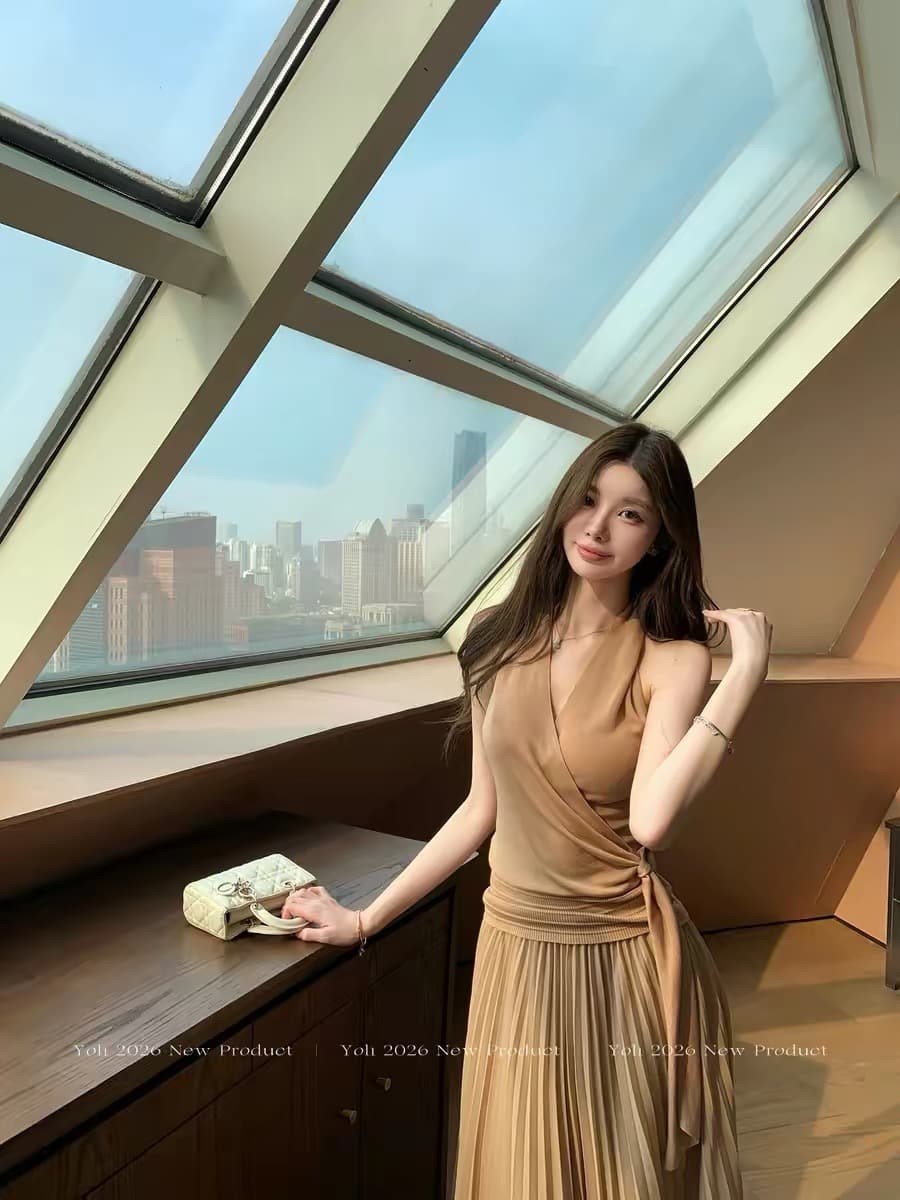 yoli 장 宥 이익 지혜 센스 저격수 핑크색 라이 경기 서울 V넥 조끼 슬립 여성 미니멀리즘 품격 맨위 이미지 4