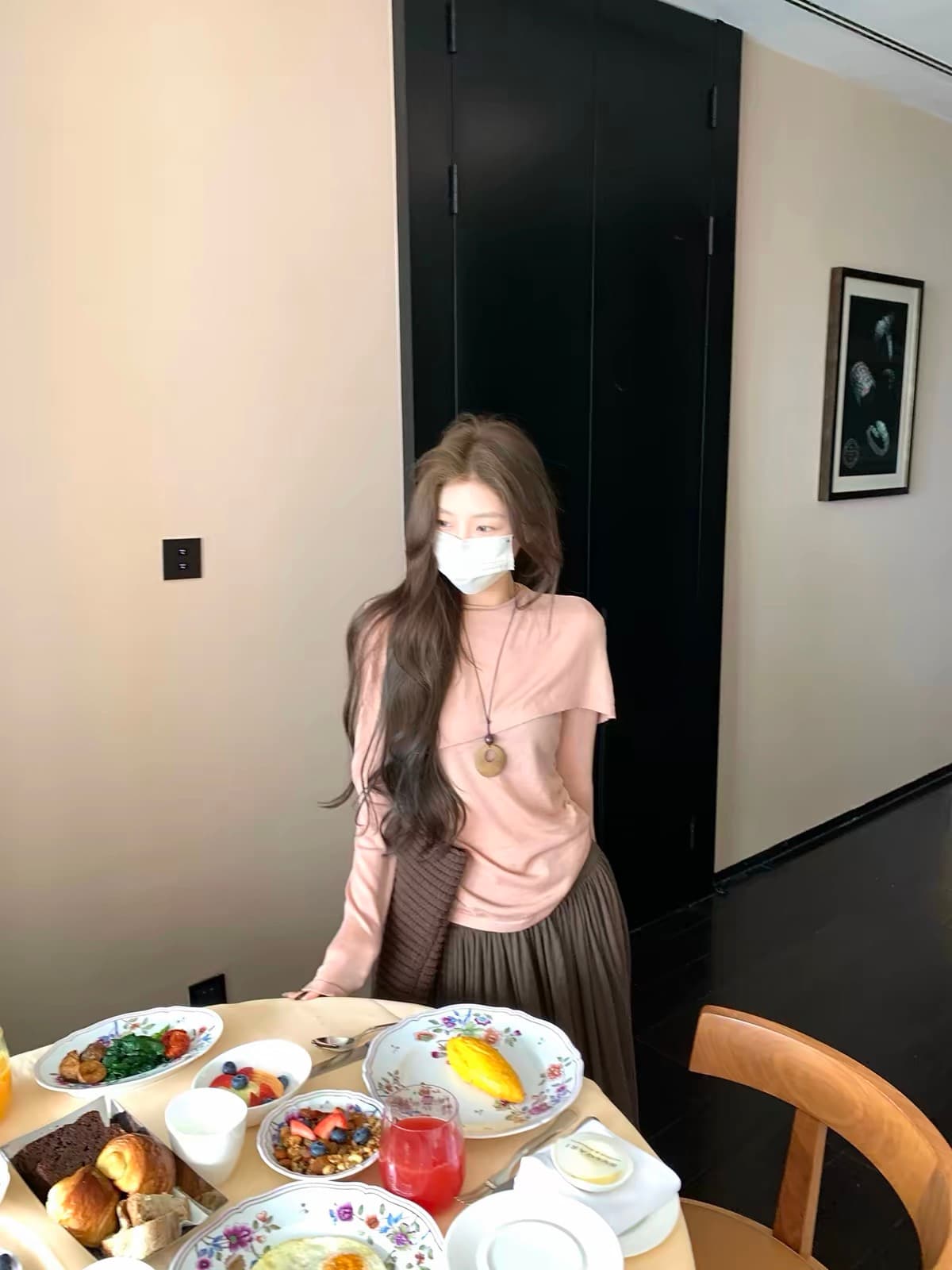 xxiiuu 계층 구조 숄 맨위 망토 털 니트 스웨터 여성 주름 부드러운 슬림해 보이는 긴팔 작은 셔츠 이미지 4