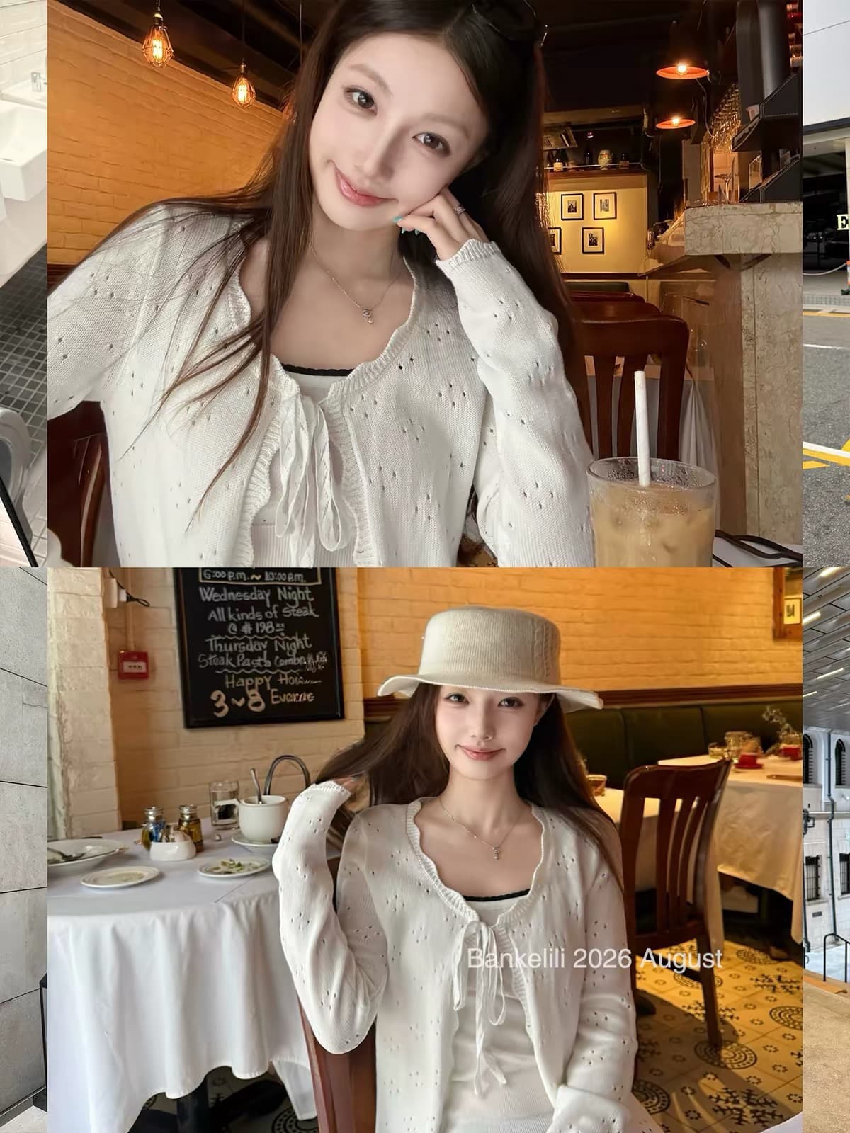 밤나무 코코아 bankelili 산소 프라임 열기 셔츠 선택 구멍 공예 홀로우 아웃 레이스업 오픈 가디건 여성 이미지 2