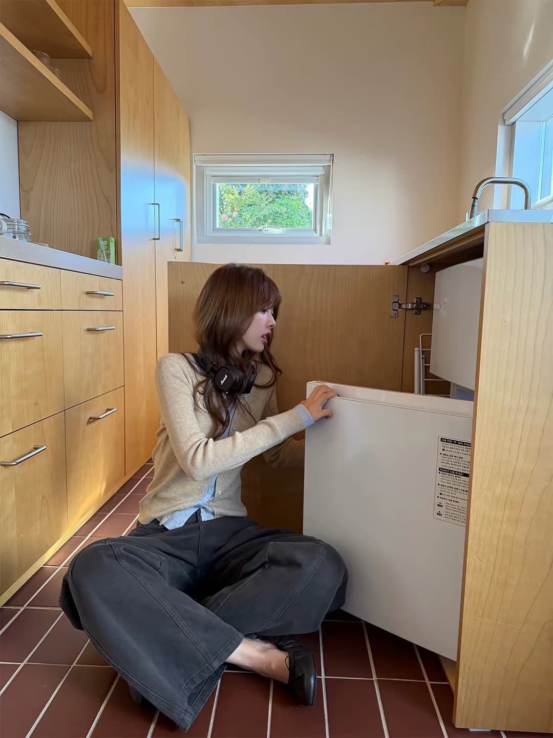 im ~까지 세련된 스택 음악 한 부서 계층의 감각 몸매 가꾸기 맨위 여성 페이크 레이어드 패치워크 색상 양모 니트 오픈 가디건 이미지 4