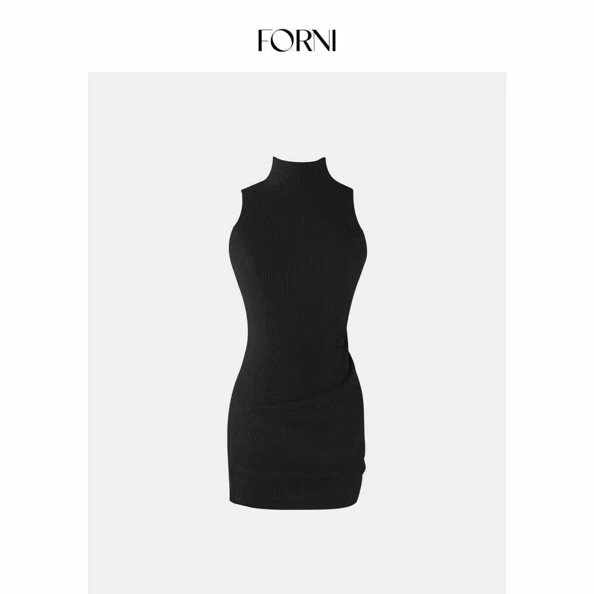 forni yoyo 콩 주머니 ai 치마 품격 터틀넥 구덩이 기사 몸매 가꾸기 슬림해 보이는 니트 민소매 드레스 이미지 2