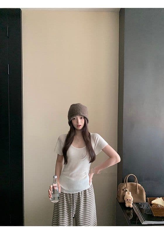 가을 겨울 새로운 편안함 폭탄 바지 게으른 바지 편안함 도루 센스 스트라이프 다용도 루즈핏 스트레이트 팬츠 상세 이미지 32