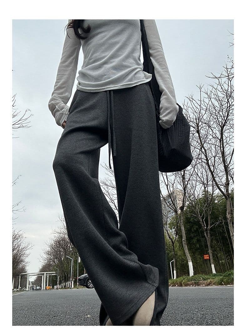 핑크색 운동 바지 여성 봄 가을 2026 새로운 하이웨이스트 도루 센스 스트레이트 웨이 바지 작은 키 루즈핏 좁은 에디션 와이드 레그 팬츠 상세 이미지 16