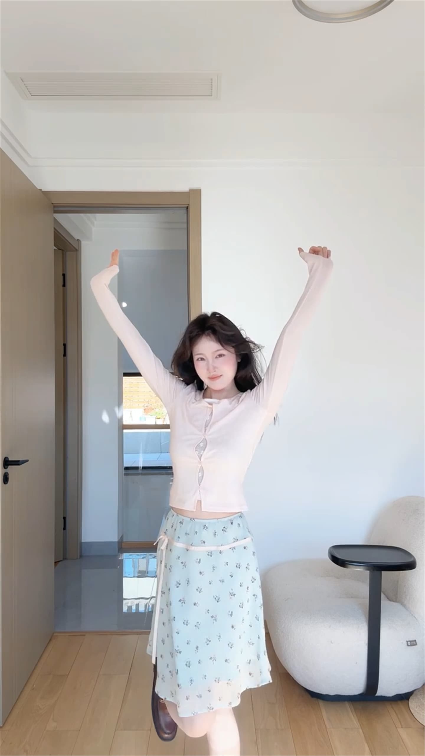 원본 원단 박하 녹색 포 멜로 디자인 센스 작은 A라인 스커트 꽃무늬 반신 스커트 여성 봄 여름 새로운 슈퍼 잘 생긴 중간 스커트 상세 이미지 7