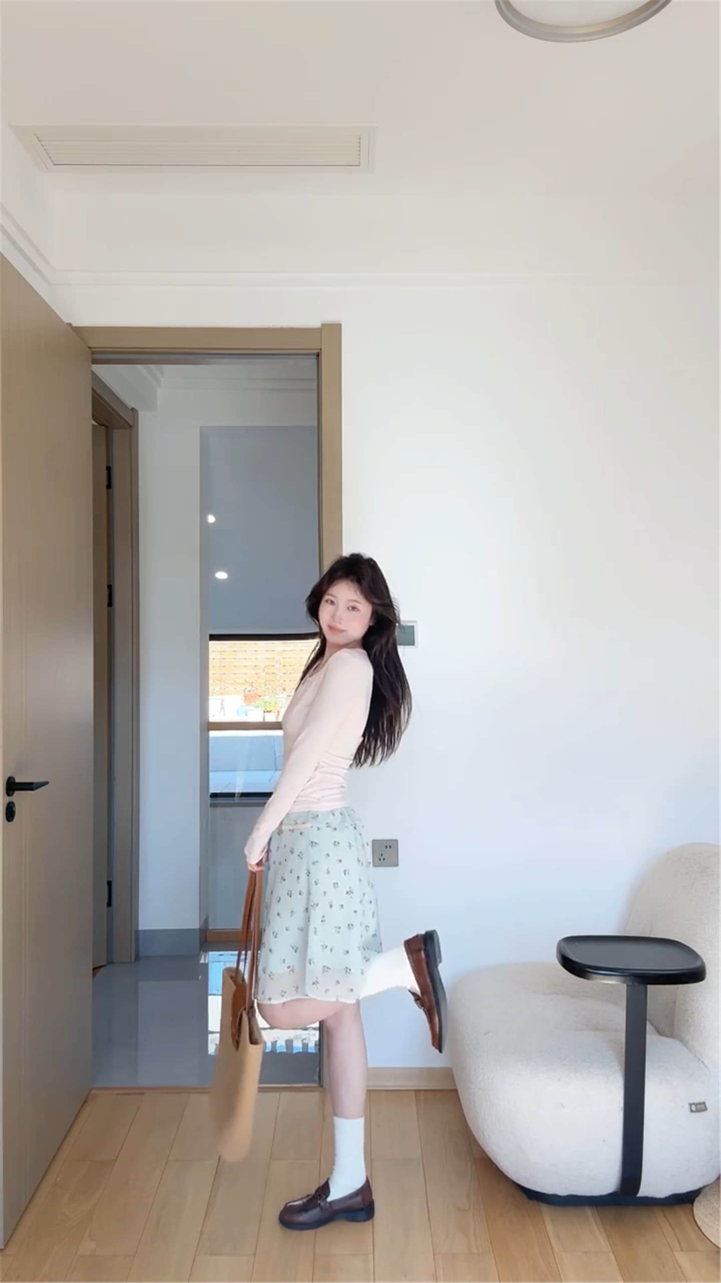 원본 원단 박하 녹색 포 멜로 디자인 센스 작은 A라인 스커트 꽃무늬 반신 스커트 여성 봄 여름 새로운 슈퍼 잘 생긴 중간 스커트 상세 이미지 8