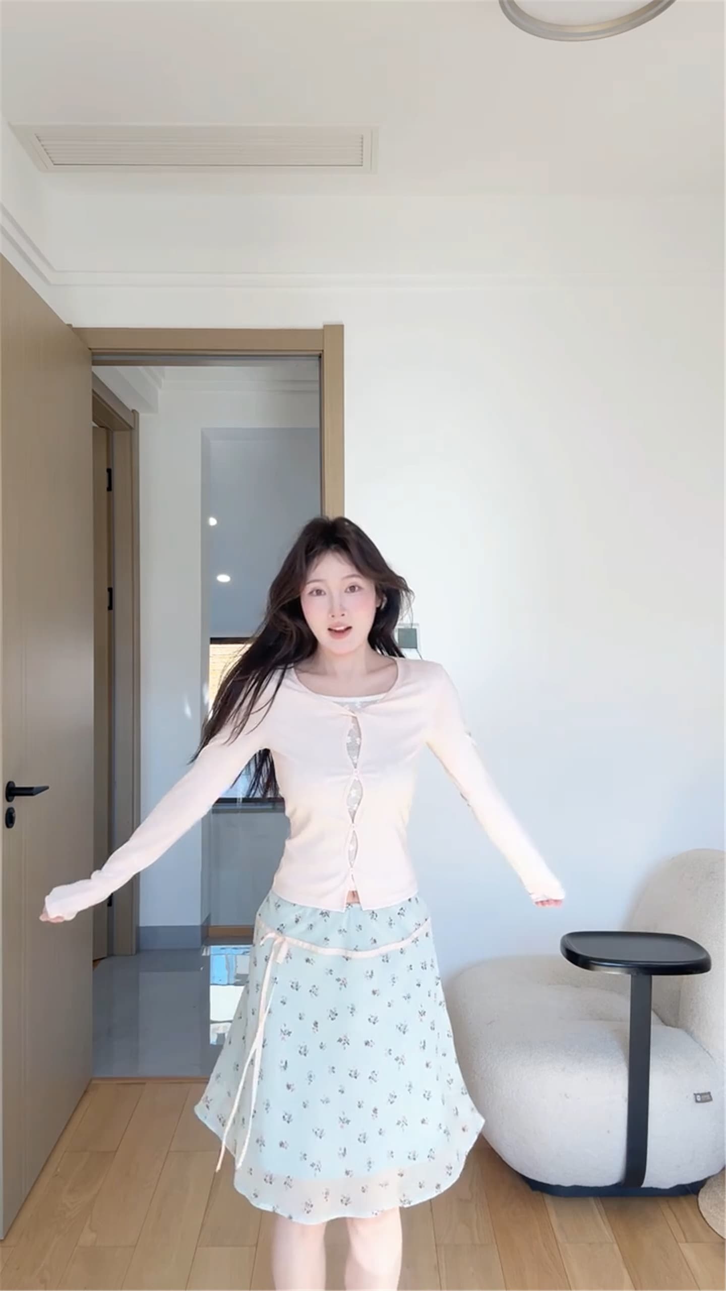 원본 원단 박하 녹색 포 멜로 디자인 센스 작은 A라인 스커트 꽃무늬 반신 스커트 여성 봄 여름 새로운 슈퍼 잘 생긴 중간 스커트 상세 이미지 10