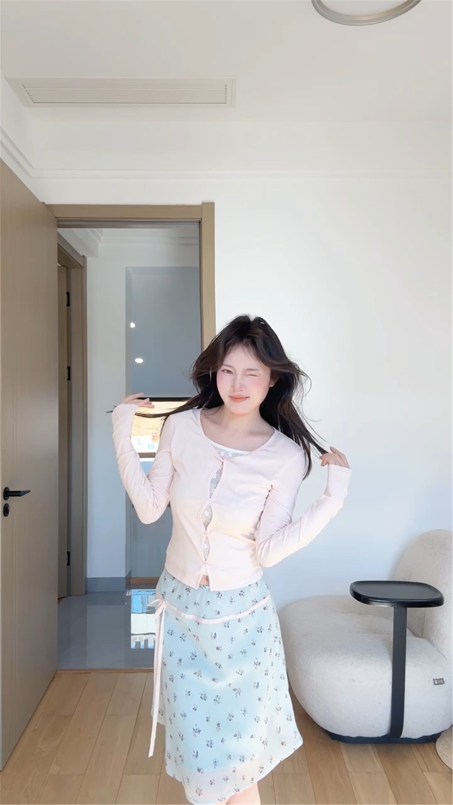 원본 원단 박하 녹색 포 멜로 디자인 센스 작은 A라인 스커트 꽃무늬 반신 스커트 여성 봄 여름 새로운 슈퍼 잘 생긴 중간 스커트 상세 이미지 13