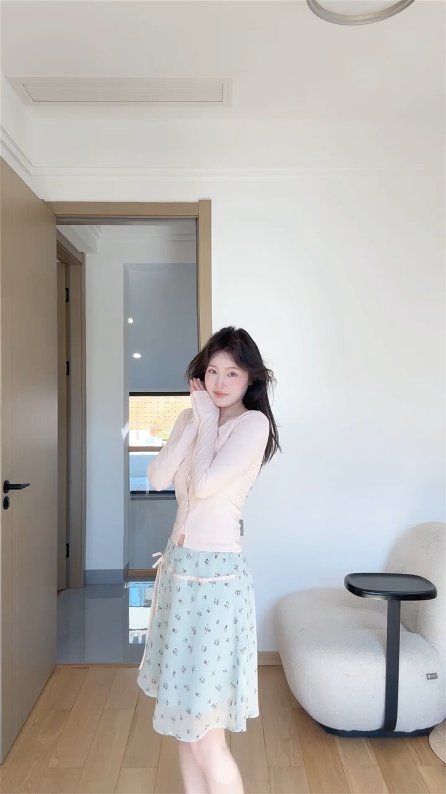 원본 원단 박하 녹색 포 멜로 디자인 센스 작은 A라인 스커트 꽃무늬 반신 스커트 여성 봄 여름 새로운 슈퍼 잘 생긴 중간 스커트 상세 이미지 14