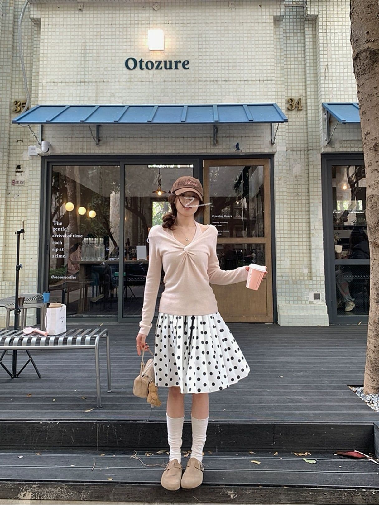 자이언트 잘 생긴 ~ 중 짧은 반 스커트 miu 인사이드 miu 가스 검정색 도트 무늬 플리츠 스커트 고유 한 아름다운 작은 키 짧은 상세 이미지 18