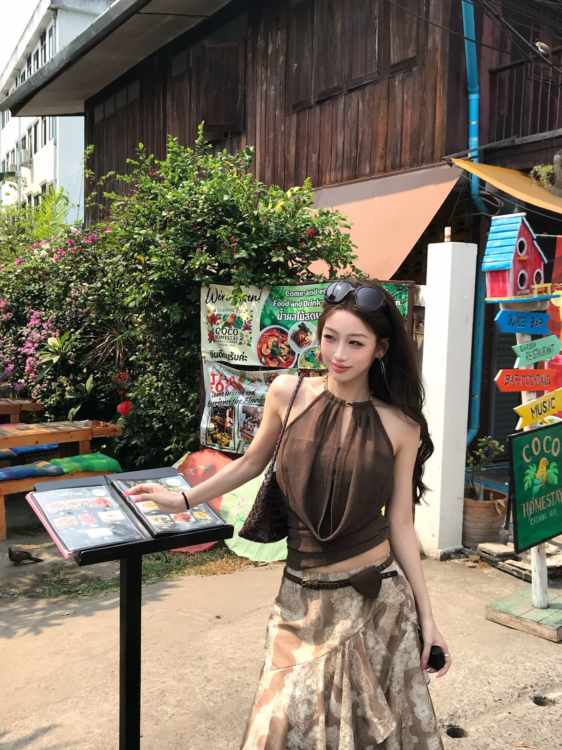 아메리칸 핫걸 휴가 바람 행침 목 캐미솔 여름 외출용 디자인 센스 자이언트 잘 생긴 민소매 아름다움 뒤쪽에 의류 상세 이미지 10