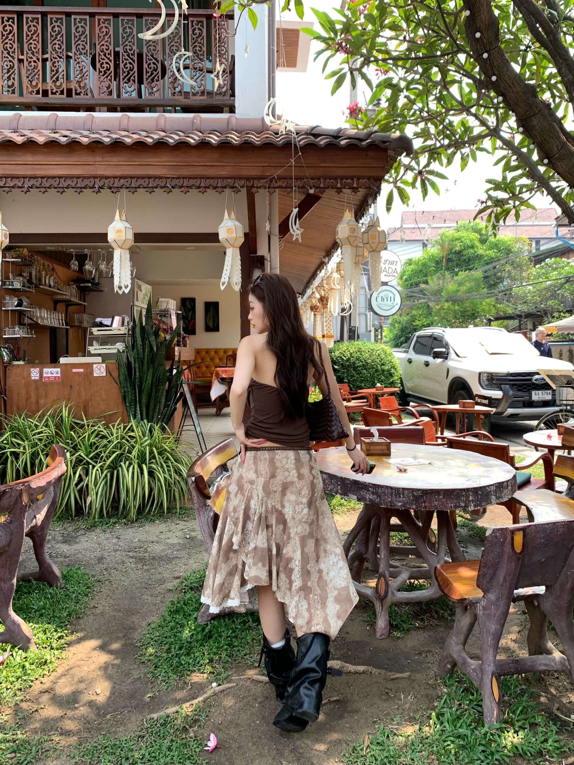 아메리칸 핫걸 휴가 바람 행침 목 캐미솔 여름 외출용 디자인 센스 자이언트 잘 생긴 민소매 아름다움 뒤쪽에 의류 상세 이미지 18