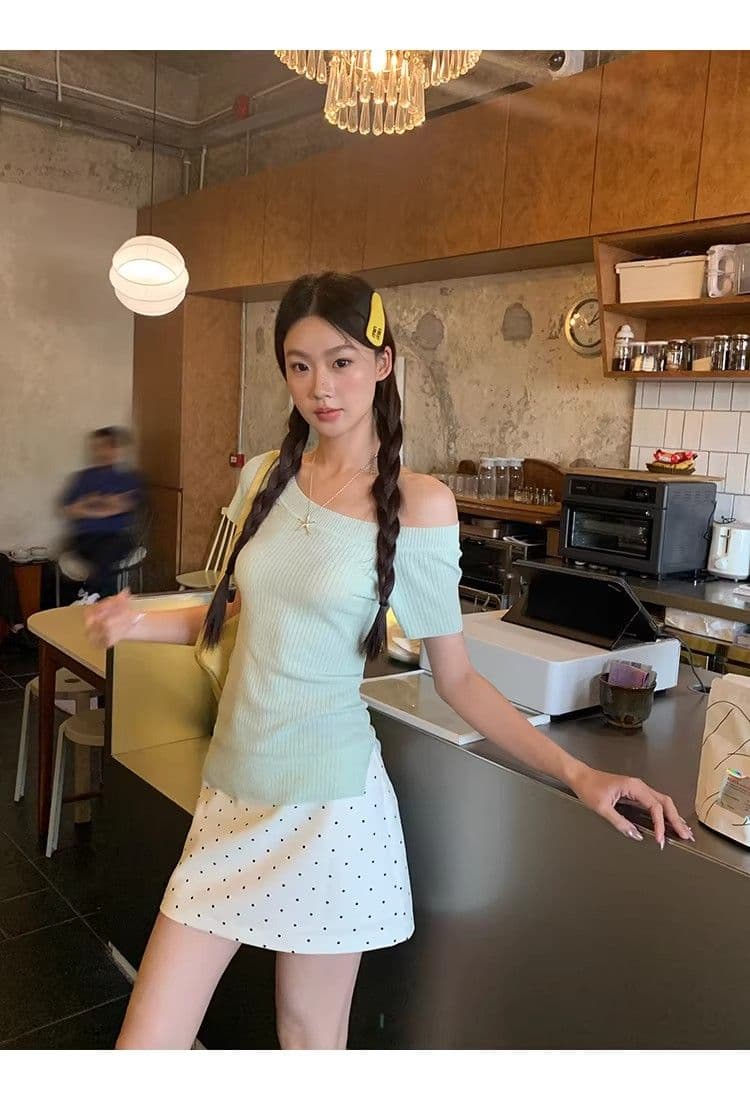 도트 무늬 휴일 레트로 도트 무늬 타이트 스커트 미니 스커트 여성 여름 하이웨이스트 한 마디 품격 출퇴근 반신 스커트 상세 이미지 12