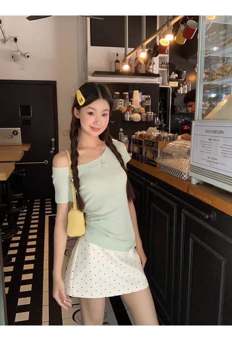 도트 무늬 휴일 레트로 도트 무늬 타이트 스커트 미니 스커트 여성 여름 하이웨이스트 한 마디 품격 출퇴근 반신 스커트 상세 이미지 19
