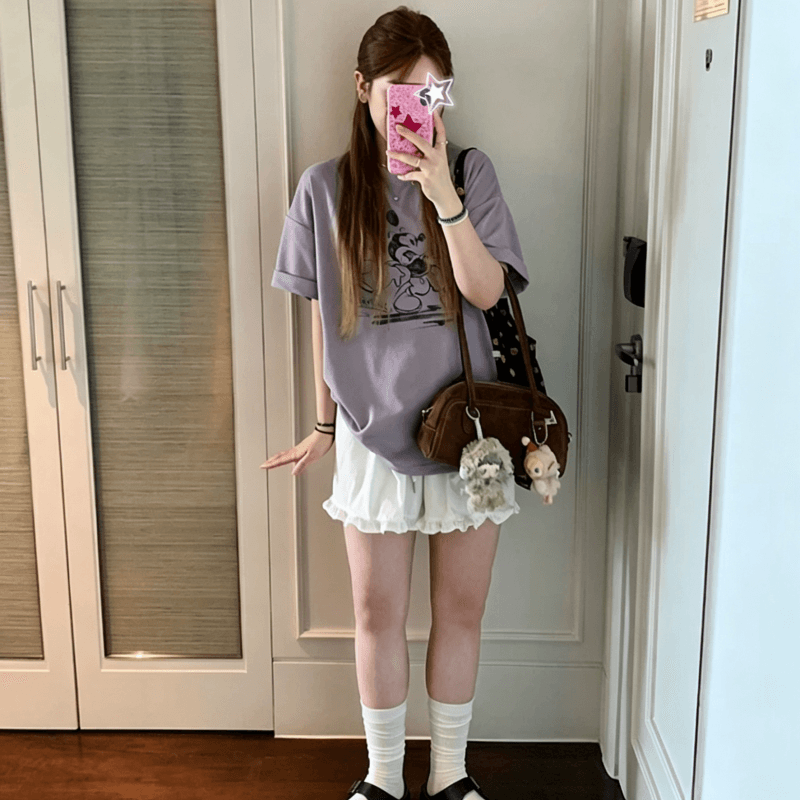 2026 여름 슬림해 보이는 다용도 화이트 하이웨이스트 와이드 레그 팬츠 한 부서 프릴 허리밴드 펌프 로프 캐주얼 반바지 여성 이미지 4