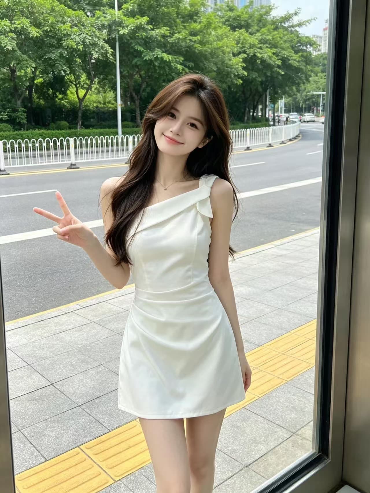 품격 부드러운 바람 비스듬한 어깨 미니 스커트 여성 핫걸 디자인 센스 오프숄더 슬림해 보이는 한 마디 꼬집기 허리 드레스 여름 상세 이미지 3