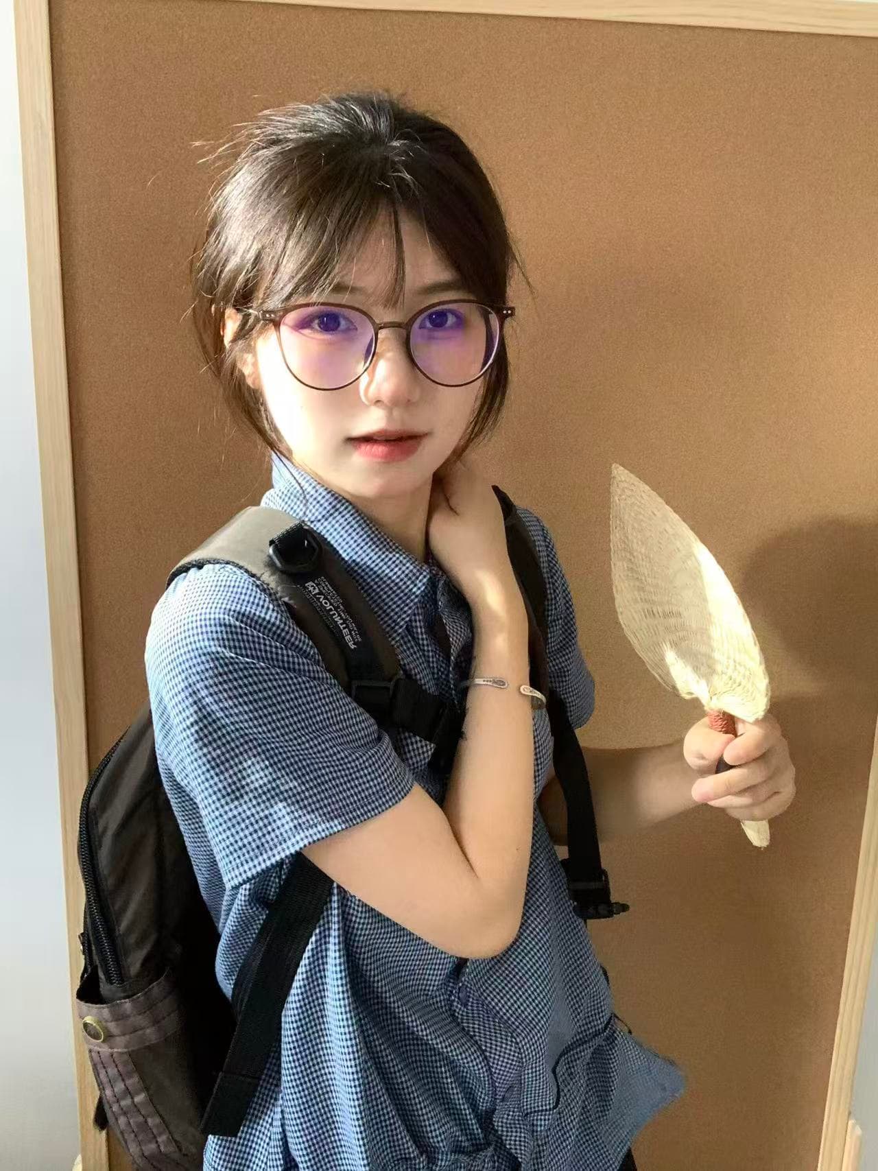 원본 체크무늬 원단 파란색 체크무늬 긍정적 인 어깨 반팔 여성 셔츠 아메리칸 레트로 POLO 칼라 맨위 상세 이미지 6