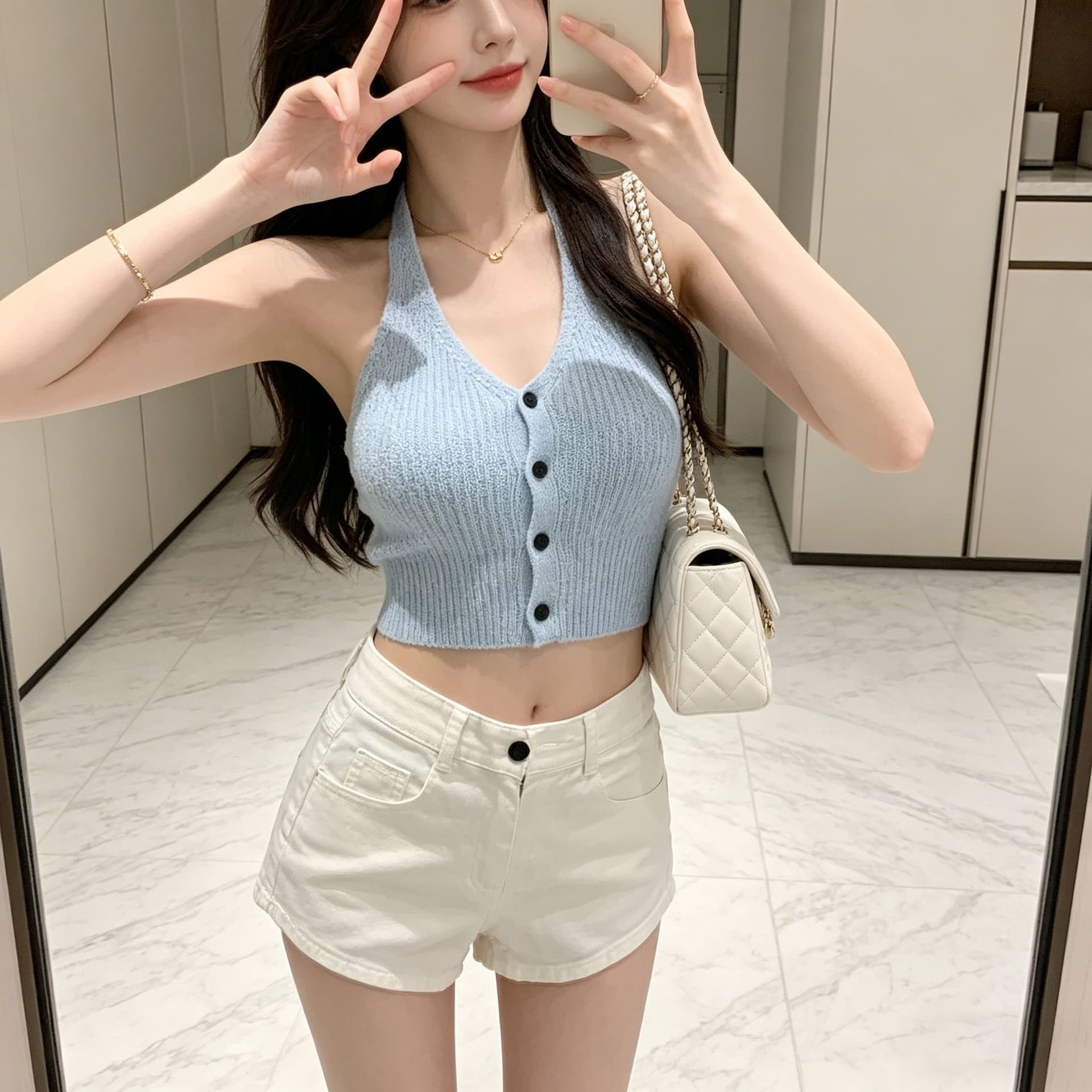 레트로 핫걸 데님 반바지 여성 다용도 작은 키 슬림해 보이는 스트레이트 넓은 다리 뜨거운 바지 상세 이미지 6