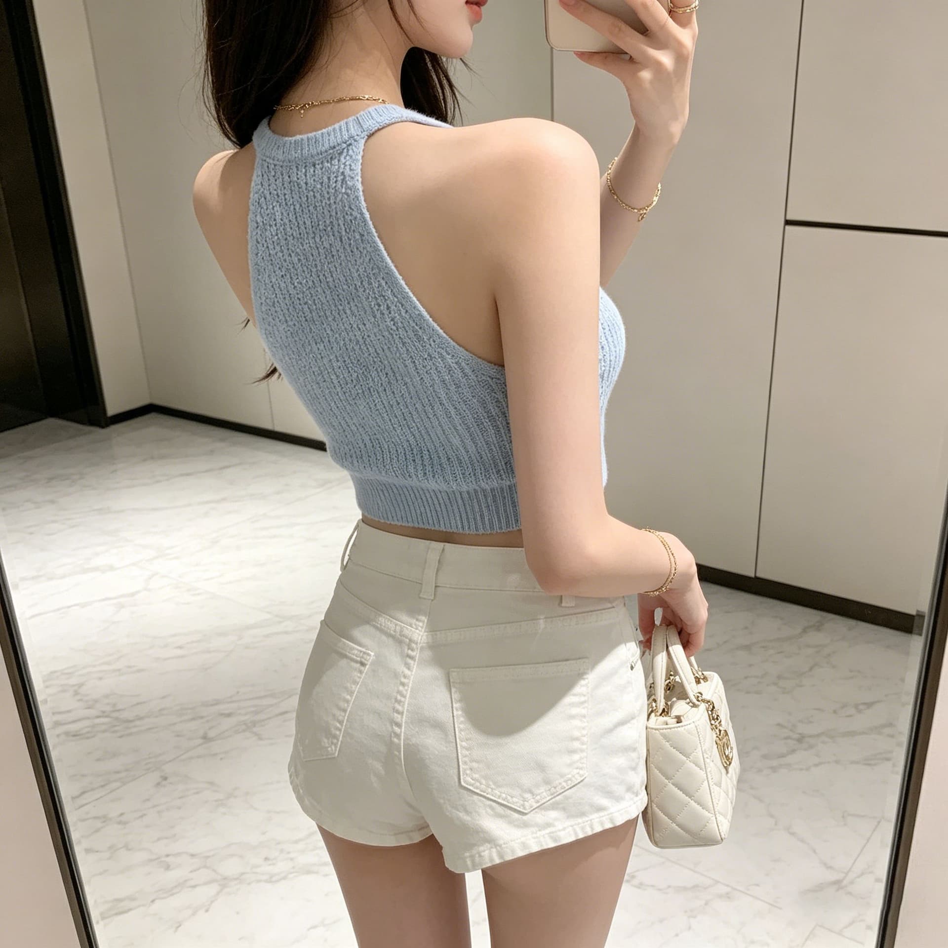 레트로 핫걸 데님 반바지 여성 다용도 작은 키 슬림해 보이는 스트레이트 넓은 다리 뜨거운 바지 상세 이미지 7