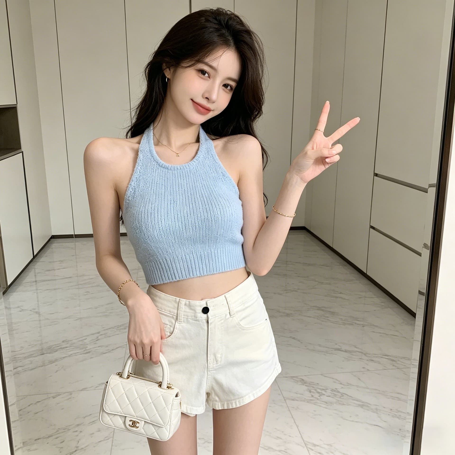 레트로 핫걸 데님 반바지 여성 다용도 작은 키 슬림해 보이는 스트레이트 넓은 다리 뜨거운 바지 상세 이미지 10