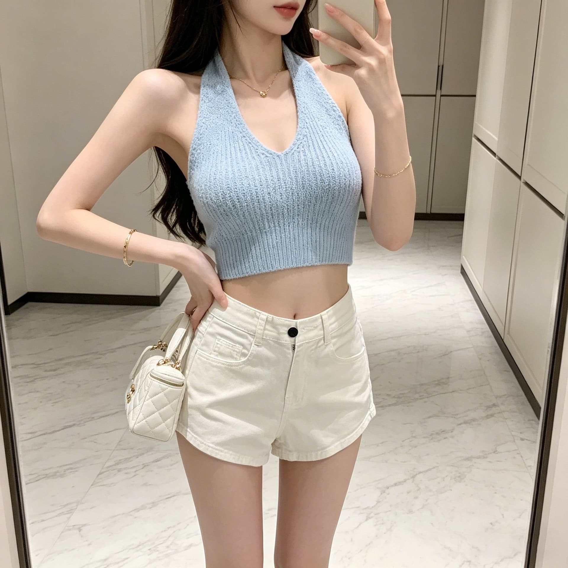 레트로 핫걸 데님 반바지 여성 다용도 작은 키 슬림해 보이는 스트레이트 넓은 다리 뜨거운 바지 상세 이미지 11