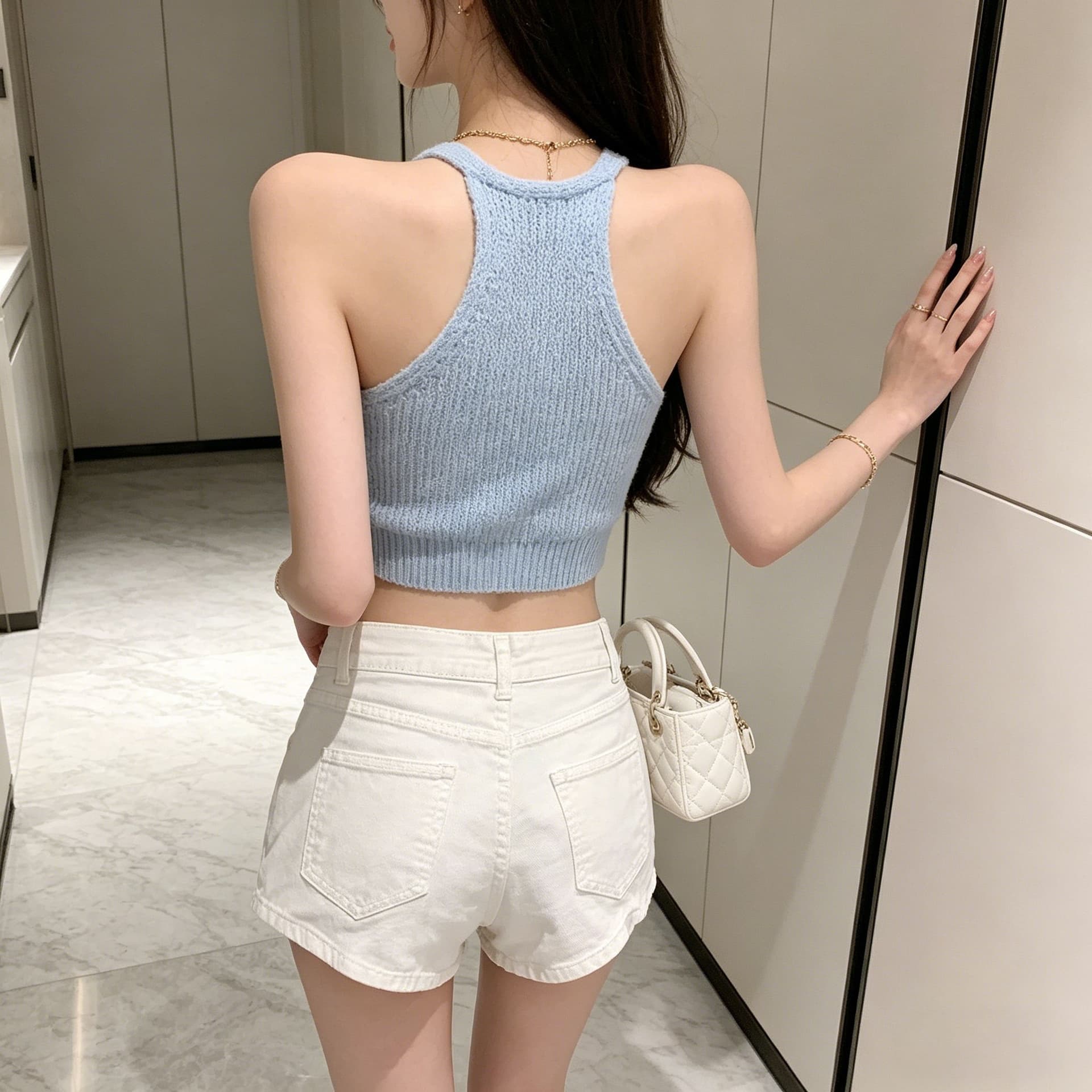레트로 핫걸 데님 반바지 여성 다용도 작은 키 슬림해 보이는 스트레이트 넓은 다리 뜨거운 바지 상세 이미지 12