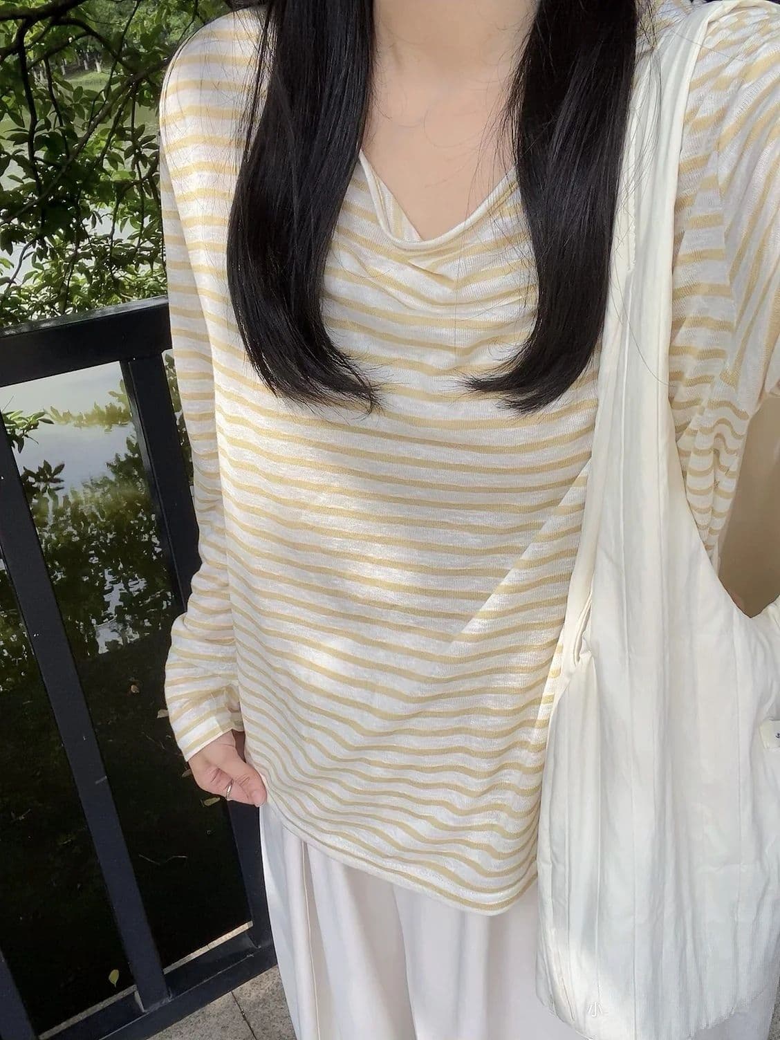 40 라이 경기 서울 25 면 35 폴리 에스터 느긋한 스트라이프 망사 긴팔 티셔츠 여성 여름 다용도 얇은 스타일 자외선 차단 맨위 상세 이미지 23