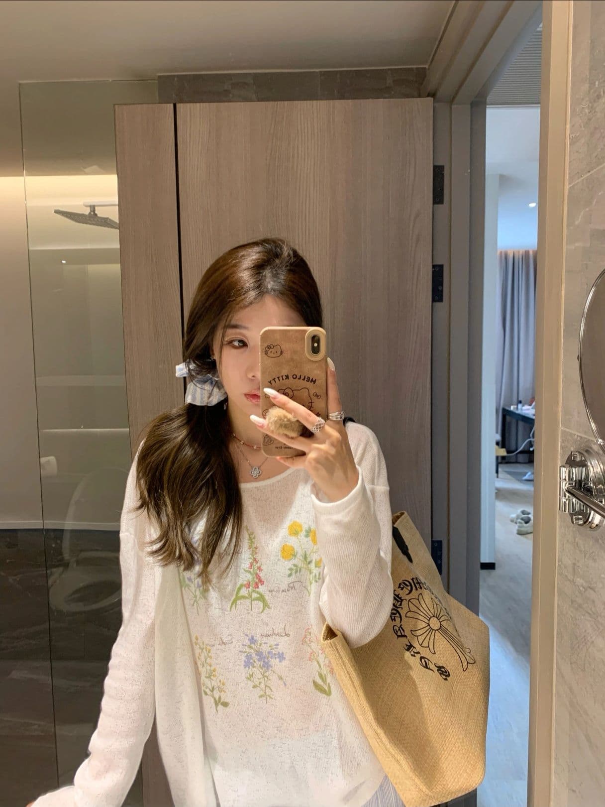 40 라이 경기 서울 25 면 35 폴리 에스터 느긋한 스트라이프 망사 긴팔 티셔츠 여성 여름 다용도 얇은 스타일 자외선 차단 맨위 상세 이미지 3