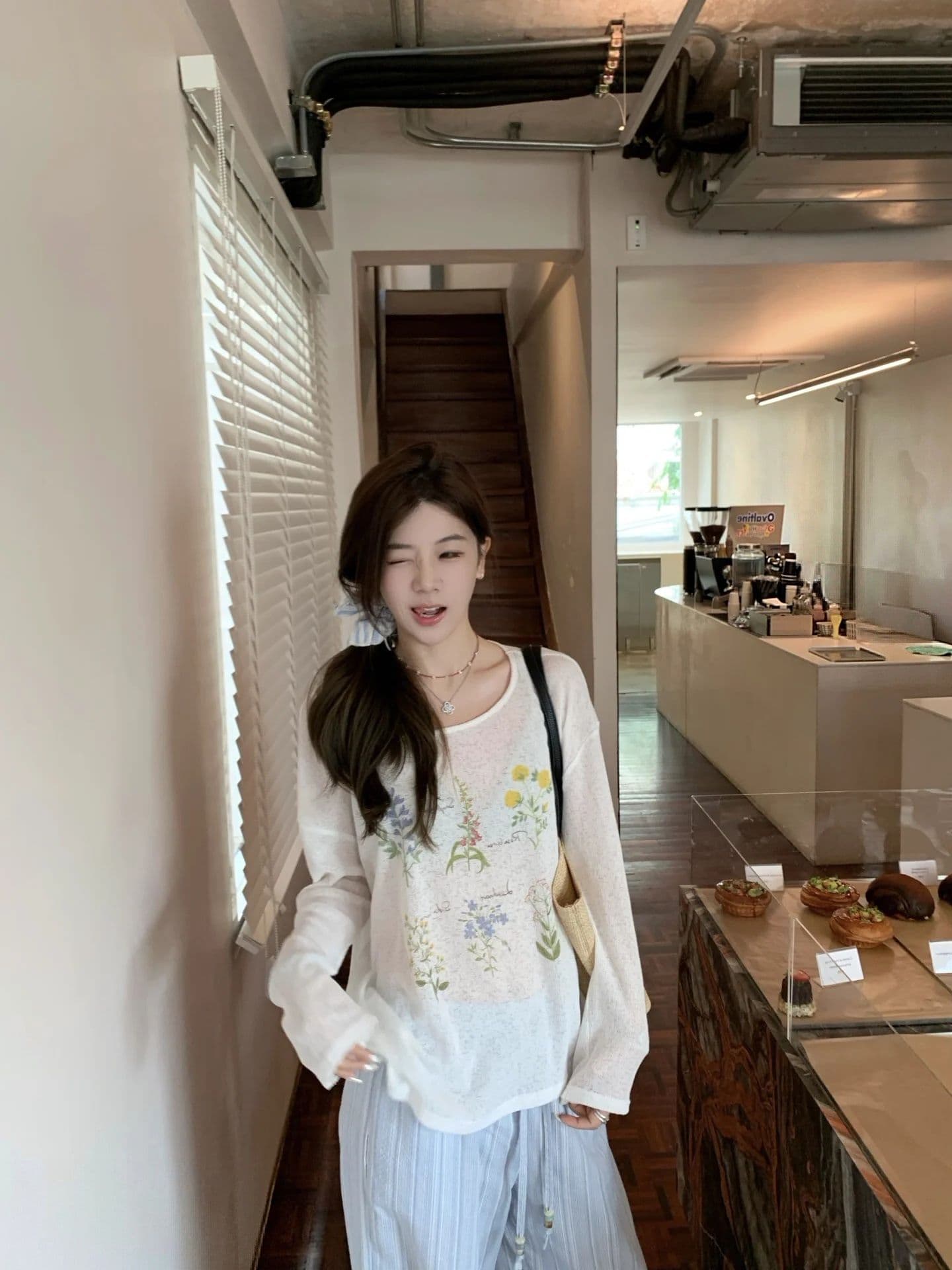 40 라이 경기 서울 25 면 35 폴리 에스터 느긋한 스트라이프 망사 긴팔 티셔츠 여성 여름 다용도 얇은 스타일 자외선 차단 맨위 상세 이미지 5