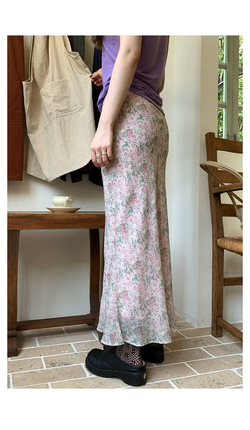 핑크색 꽃무늬 반신 스커트 여성 여름 새로운 쉬폰 다용도 슬림해 보이는 인어 꼬리 롱 스커트 상세 이미지 13