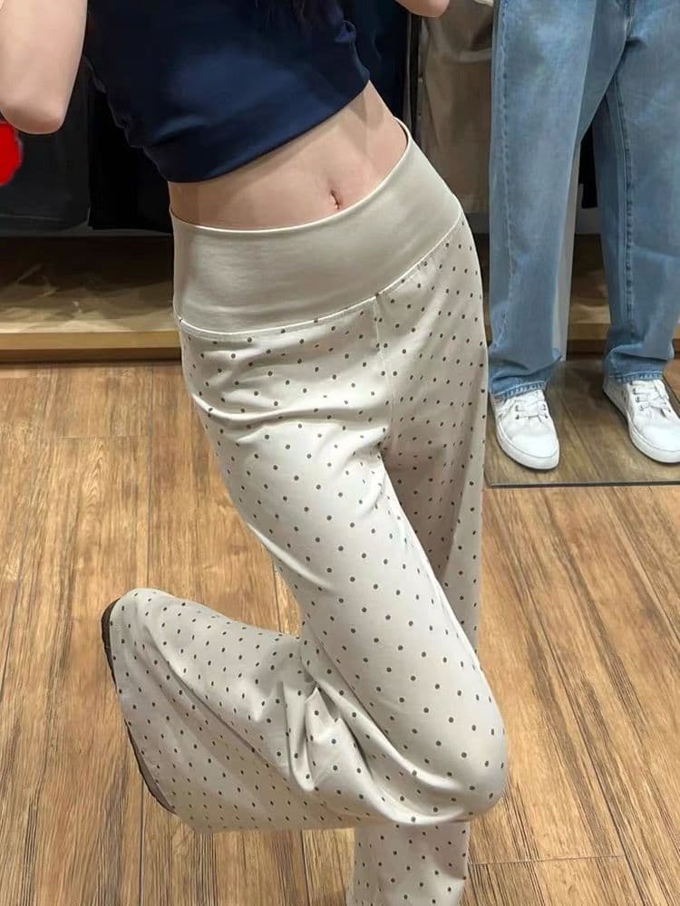 한 부서 도트 무늬 마이크로 플레어 바지 봄 여름 새로운 하이웨이스트 도루 센스 슬림해 보이는 작은 키 피트니스 운동 요가 바지 상세 이미지 20