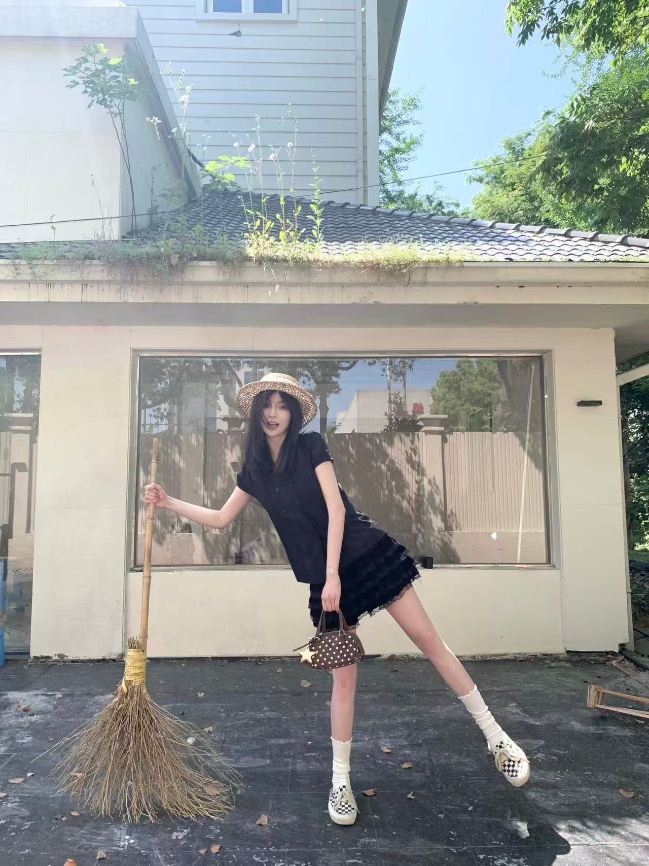shiyiyue 달콤한 핫걸 베이비 칼라 반팔 여성 여름 아메리칸 몸매 가꾸기 거품 소매 맨위 디자인 센스 인형 셔츠 이미지 5