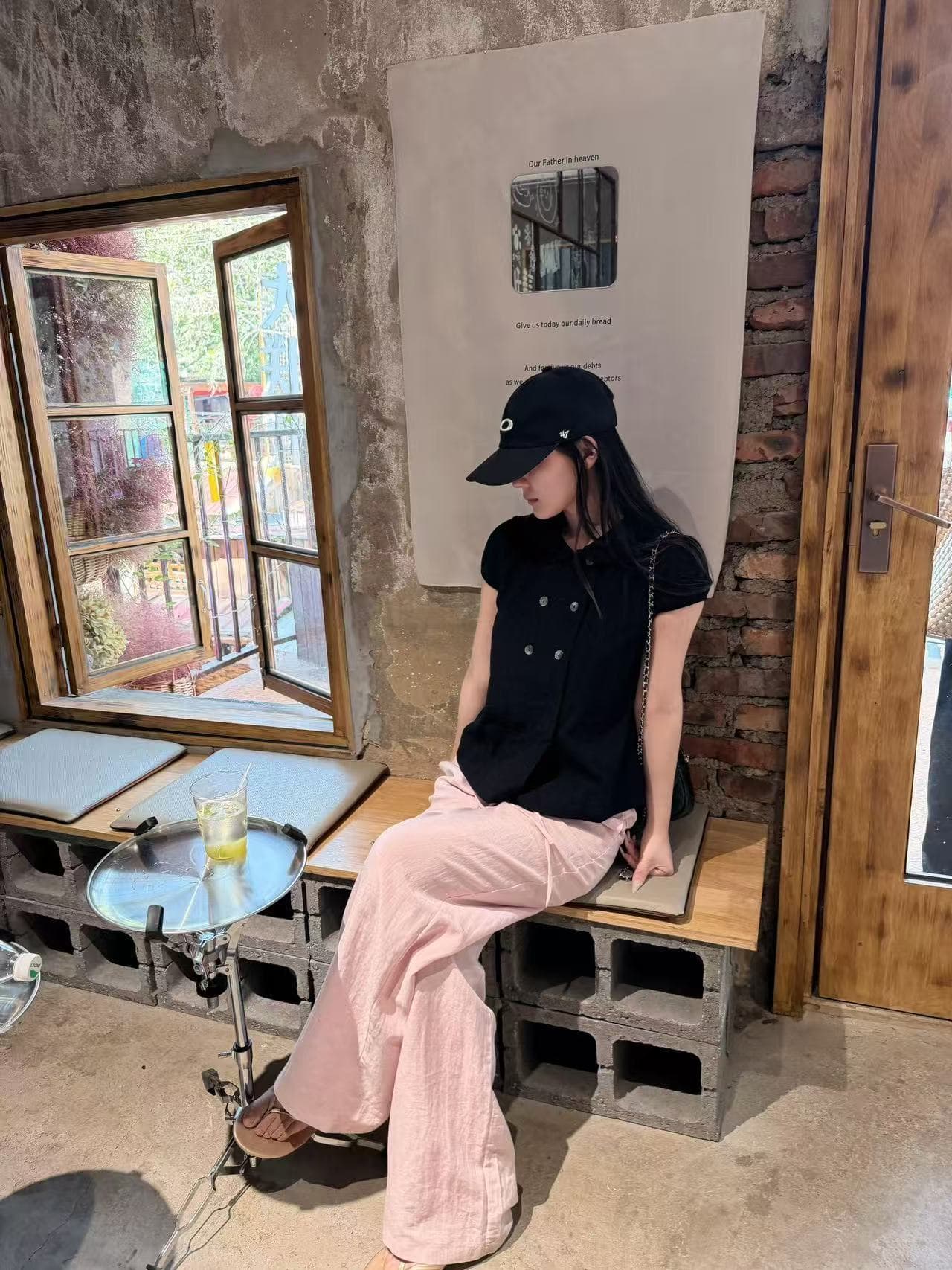 shiyiyue 달콤한 핫걸 베이비 칼라 반팔 여성 여름 아메리칸 몸매 가꾸기 거품 소매 맨위 디자인 센스 인형 셔츠 상세 이미지 18