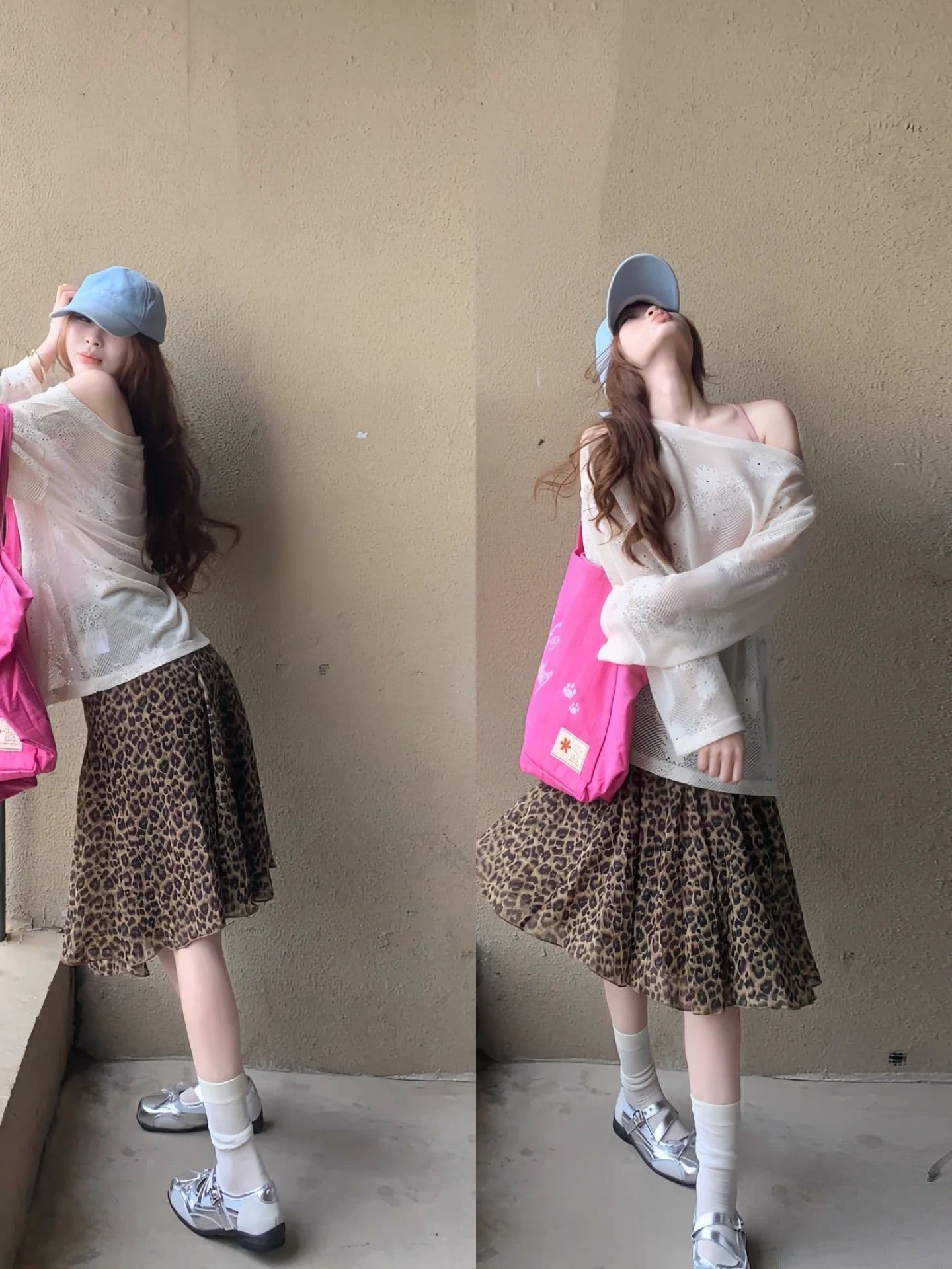 한 부서 패션 품격 프릴 작은 대중 반신 스커트 여성 여름 새로운 레트로 연령 감소 다용도 레오파드 무늬 치마 쉬폰 상세 이미지 2