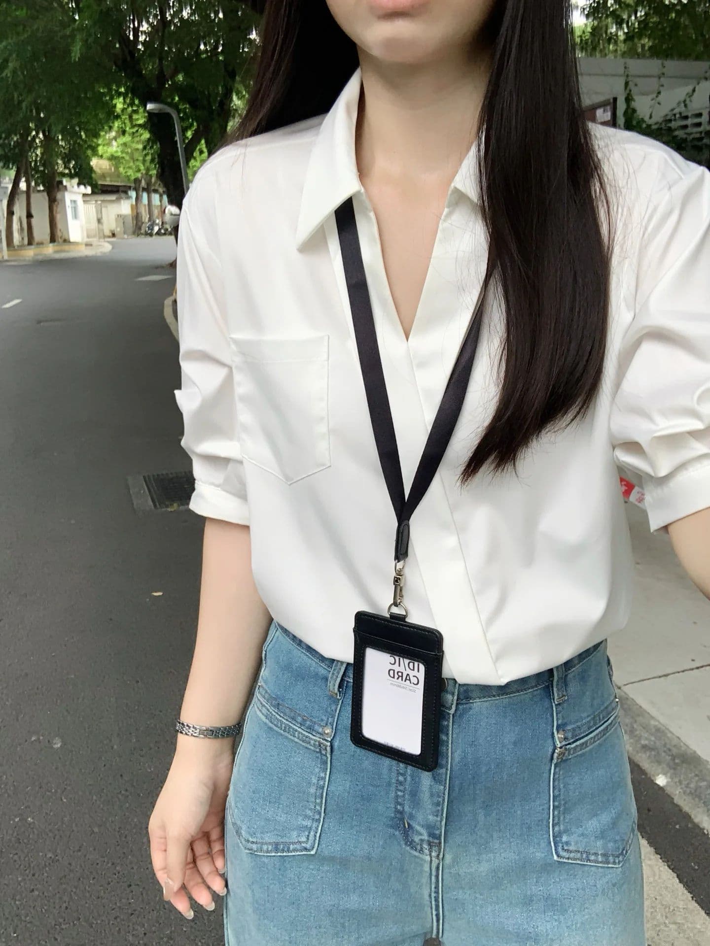 높음 지혜 센스 프랑스식 품격 화이트 폴로 칼라 반팔 여성 셔츠 여름 새로운 거품 소매 직장 출퇴근 맨위 상세 이미지 11